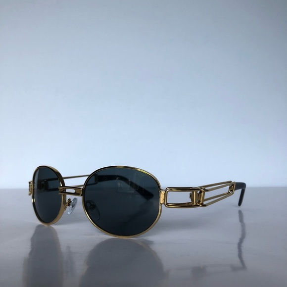 Retro Round Metal Oval Frame 90s Sunglasses - Picture 2 of 6